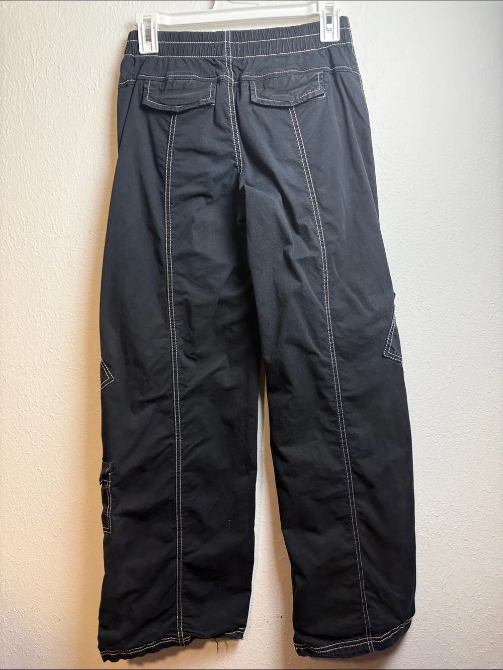 Garage Black Cargo Pants with White Contrast Stitching